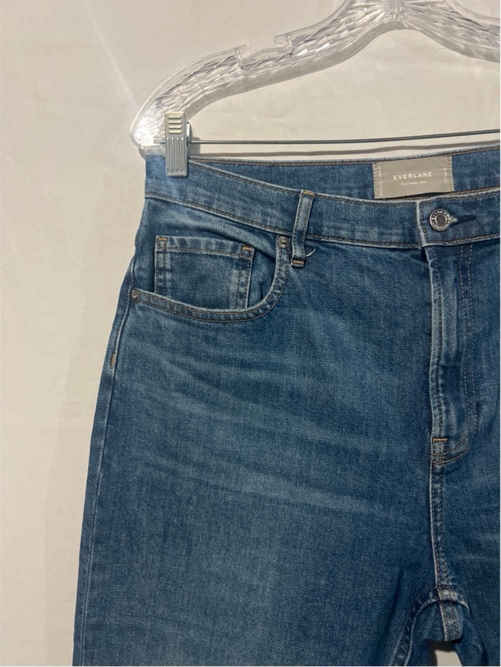 Everlane The Cheeky Jeans Women’s 31 Blue Cotton High Rise Straight Raw Hem - Picture 8 of 11